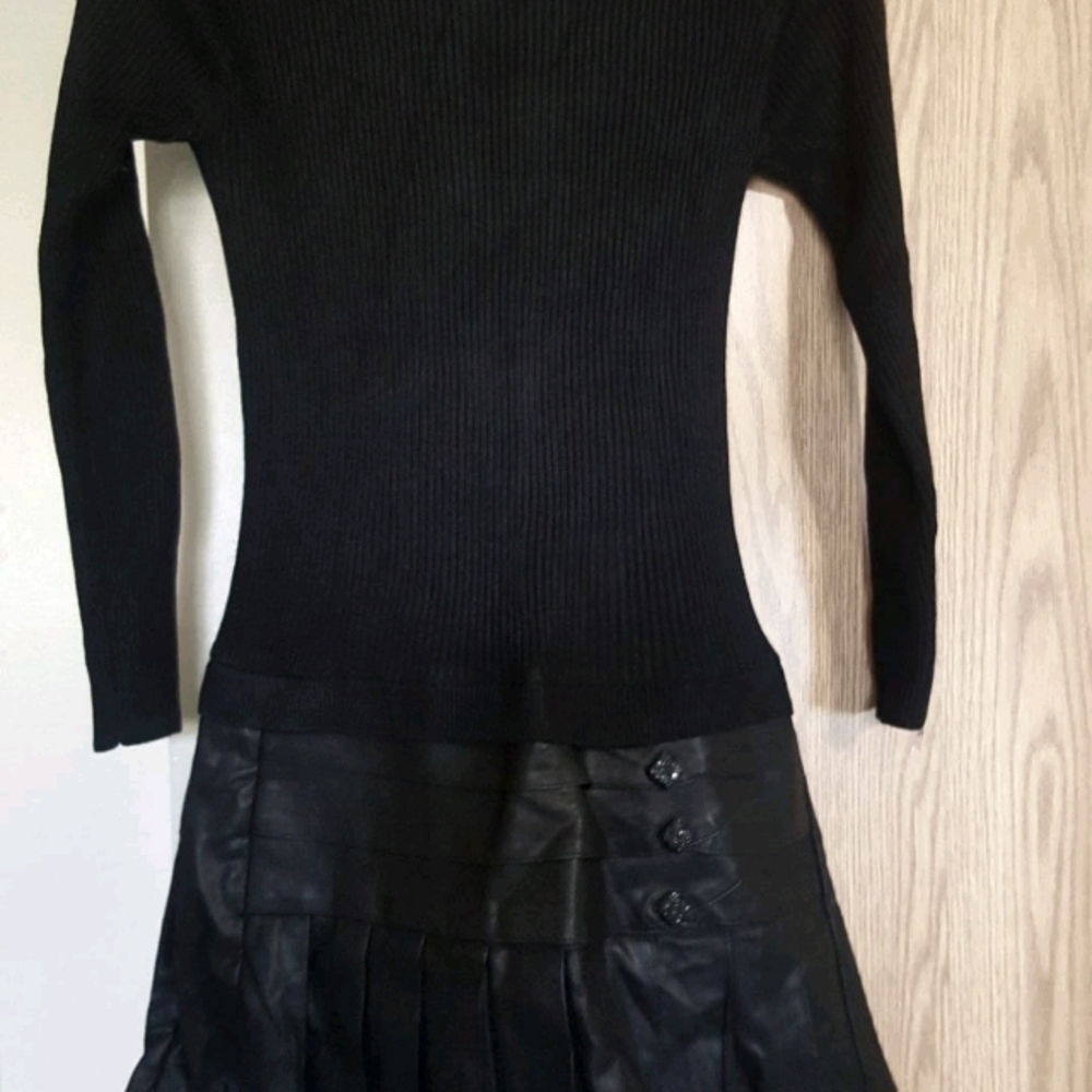 Leather ribbed top dress